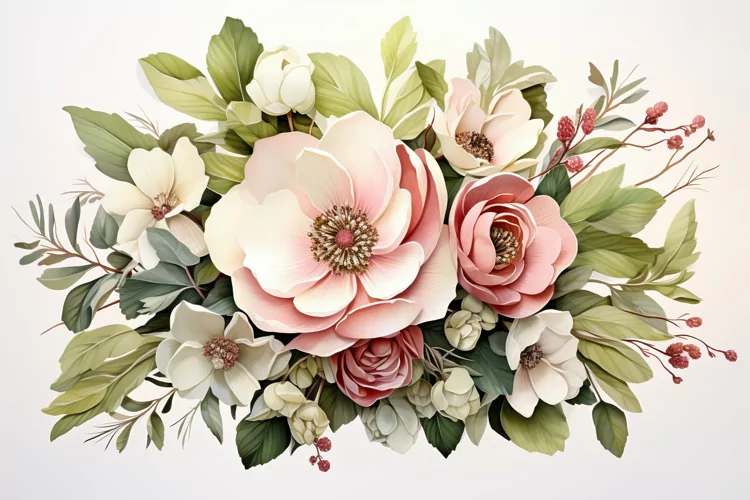 Watercolor Flowers Bouquets, illustration Background