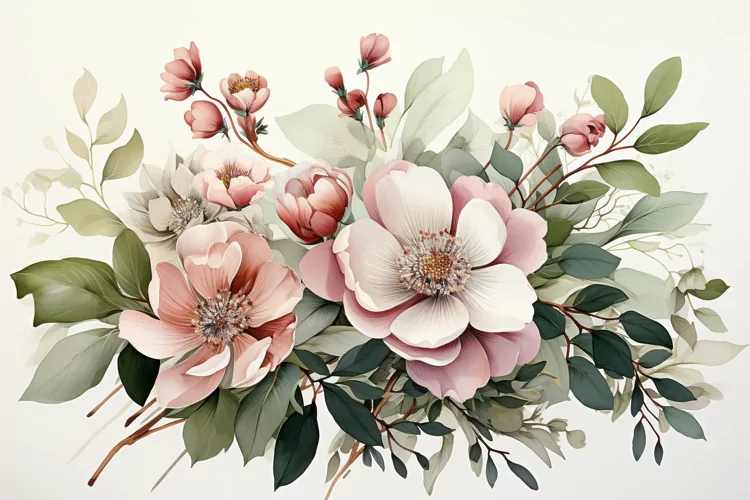 Watercolor Flowers Bouquets, illustration Background