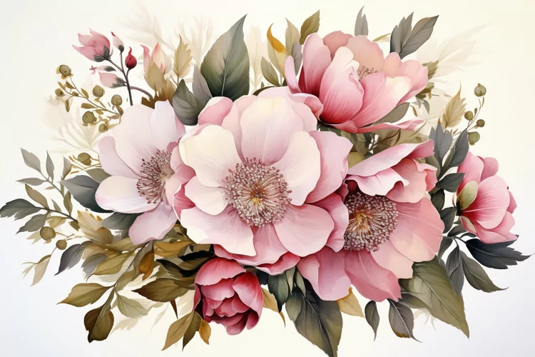 Watercolor Flowers Bouquets, illustration Background