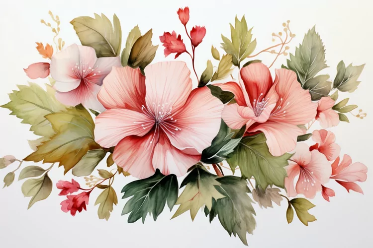 Watercolor Flowers Bouquets, illustration Background