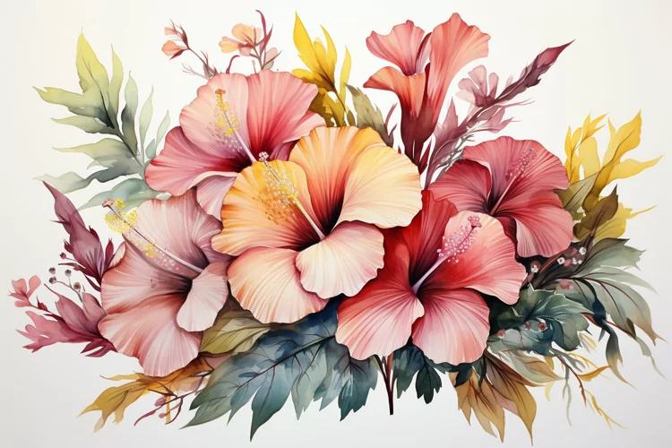 Watercolor Flowers Bouquets, illustration Background