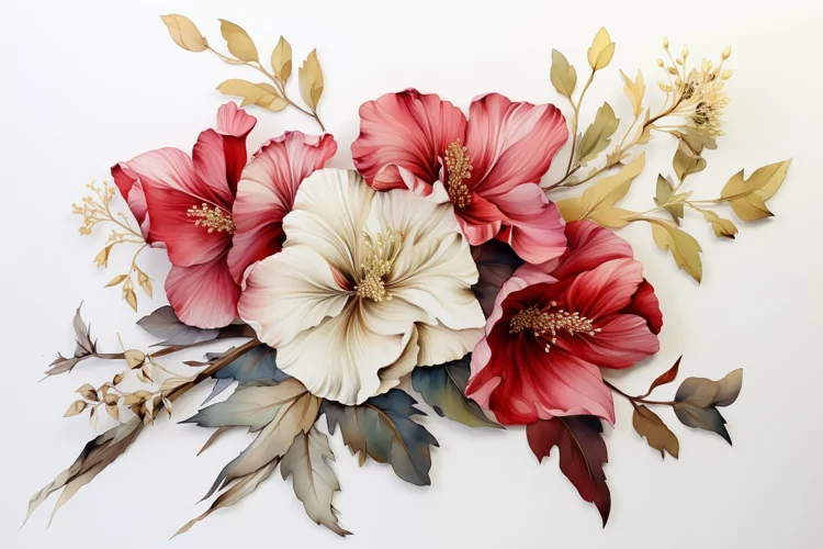 Watercolor Flowers Bouquets, illustration Background