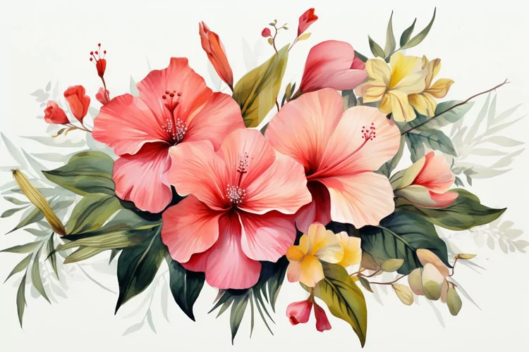 Watercolor Flowers Bouquets, illustration Background