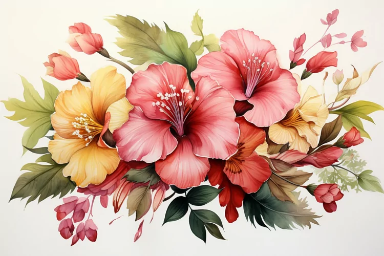 Watercolor Flowers Bouquets, illustration Background