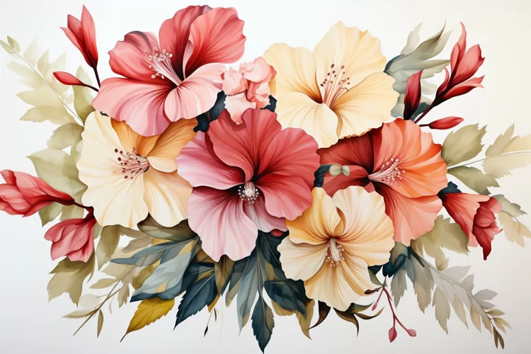 Watercolor Flowers Bouquets, illustration Background