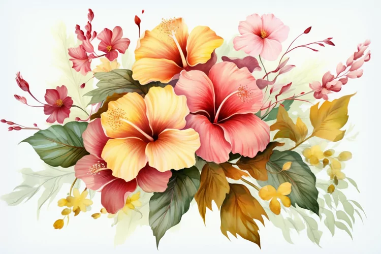 Watercolor Flowers Bouquets, illustration Background