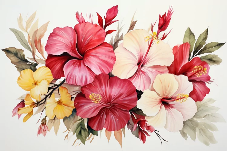 Watercolor Flowers Bouquets, illustration Background