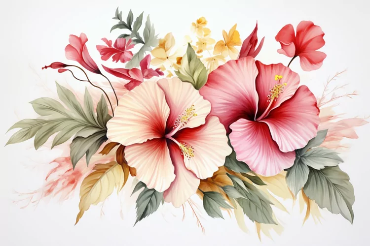 Watercolor Flowers Bouquets, illustration Background