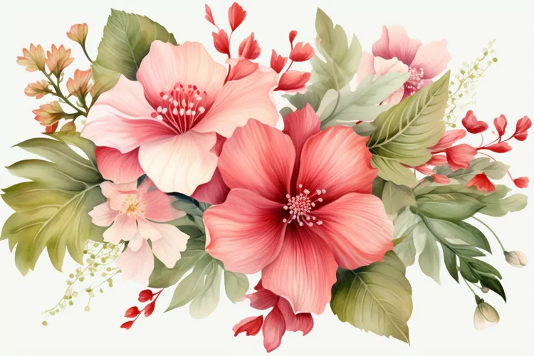 Watercolor Flowers Bouquets, illustration Background