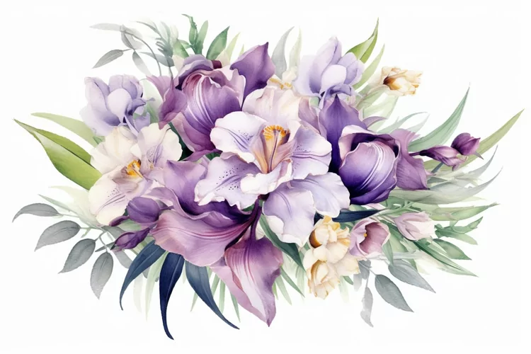 Watercolor Flowers Bouquets, illustration Background