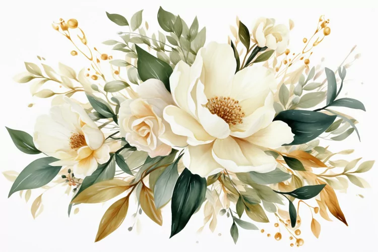 Watercolor Flowers Bouquets, illustration Background