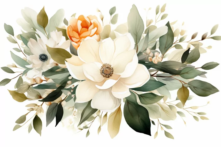 Watercolor Flowers Bouquets, illustration Background