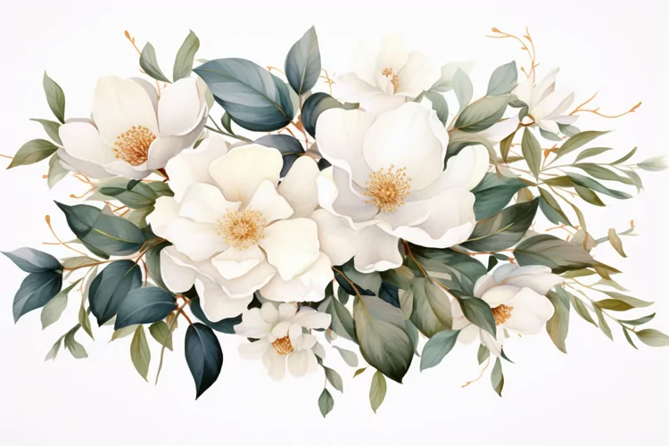 Watercolor Flowers Bouquets, illustration Background