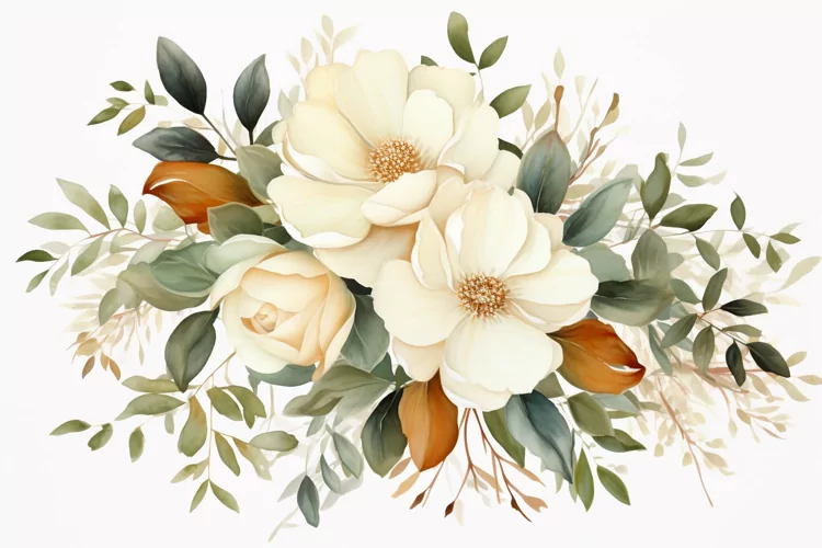 Watercolor Flowers Bouquets, illustration Background