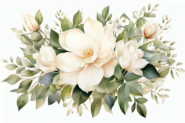 Watercolor Flowers Bouquets, illustration Background