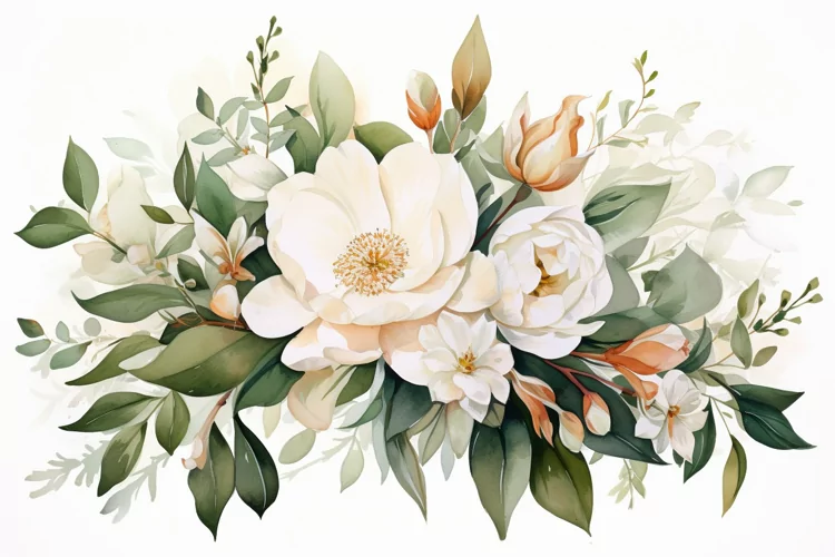 Watercolor Flowers Bouquets, illustration Background