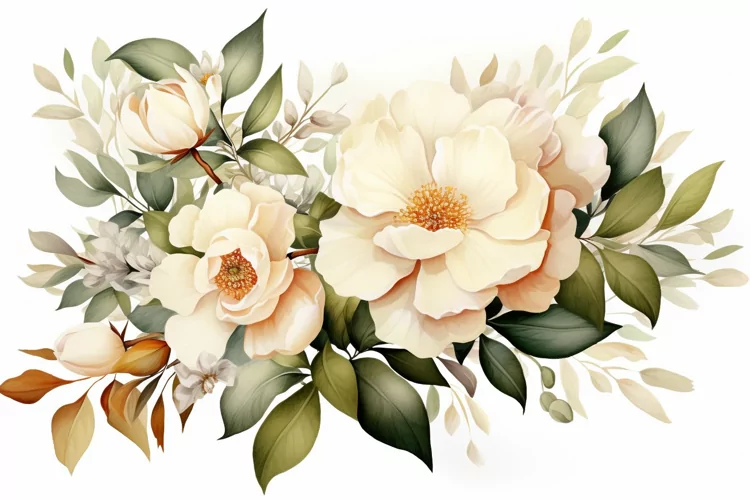 Watercolor Flowers Bouquets, illustration Background
