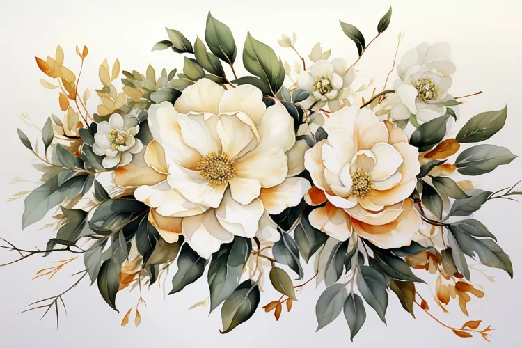 Watercolor Flowers Bouquets, illustration Background