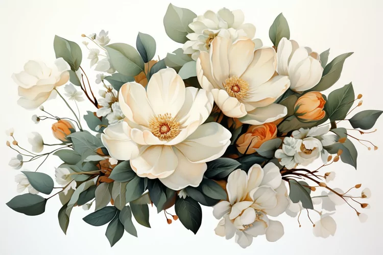 Watercolor Flowers Bouquets, illustration Background