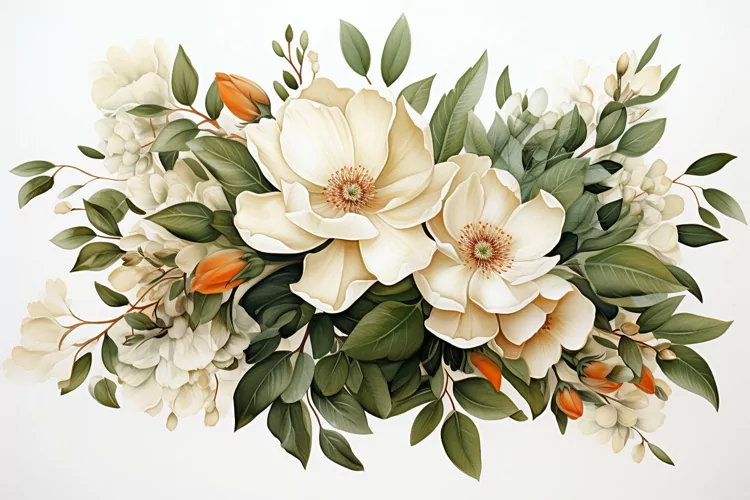Watercolor Flowers Bouquets, illustration Background