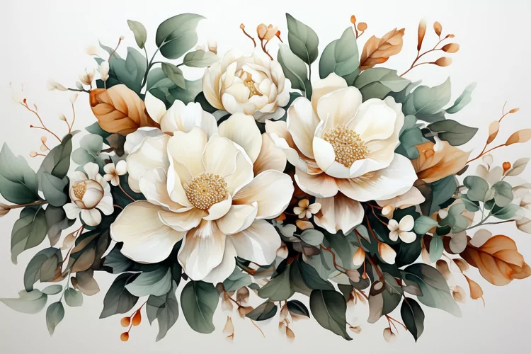 Watercolor Flowers Bouquets, illustration Background