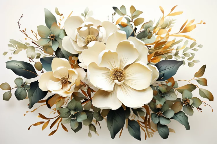Watercolor Flowers Bouquets, illustration Background