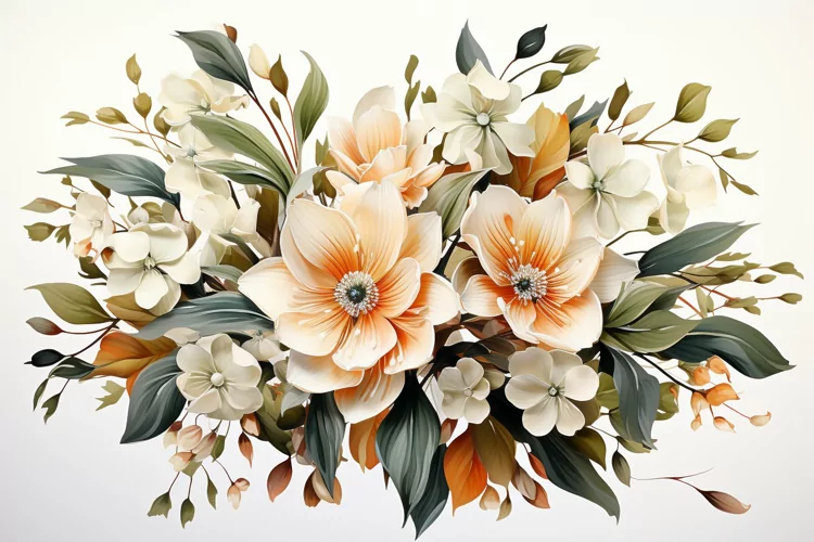 Watercolor Flowers Bouquets, illustration Background