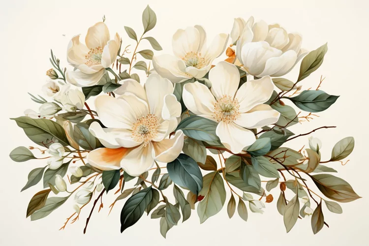 Watercolor Flowers Bouquets, illustration Background