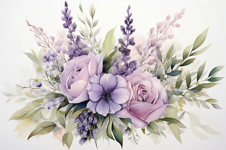 Watercolor Flowers Bouquets, illustration Background