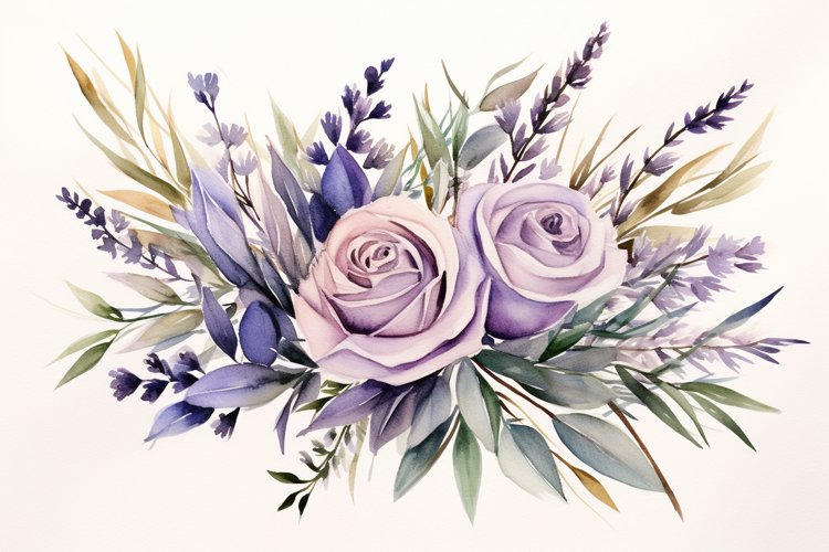 Watercolor Flowers Bouquets, illustration Background