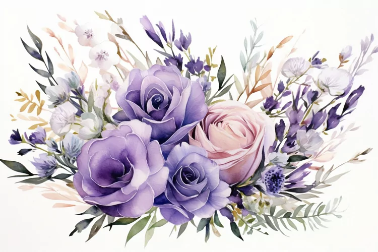 Watercolor Flowers Bouquets, illustration Background