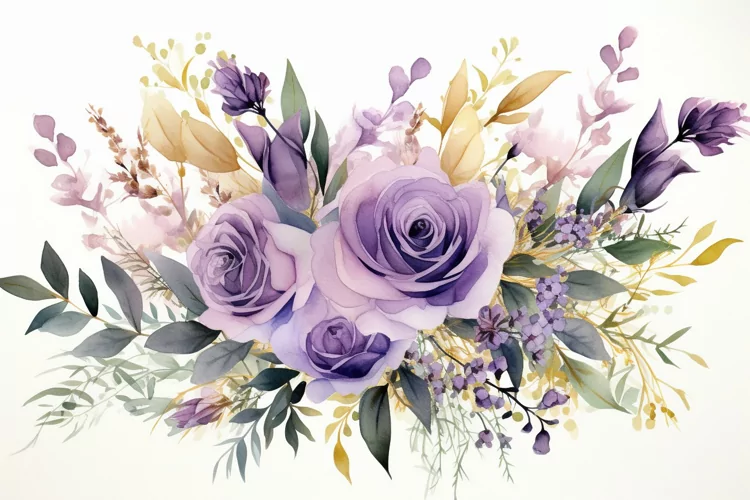 Watercolor Flowers Bouquets, illustration Background