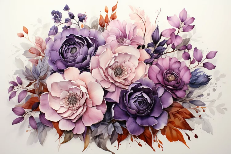Watercolor Flowers Bouquets, illustration Background