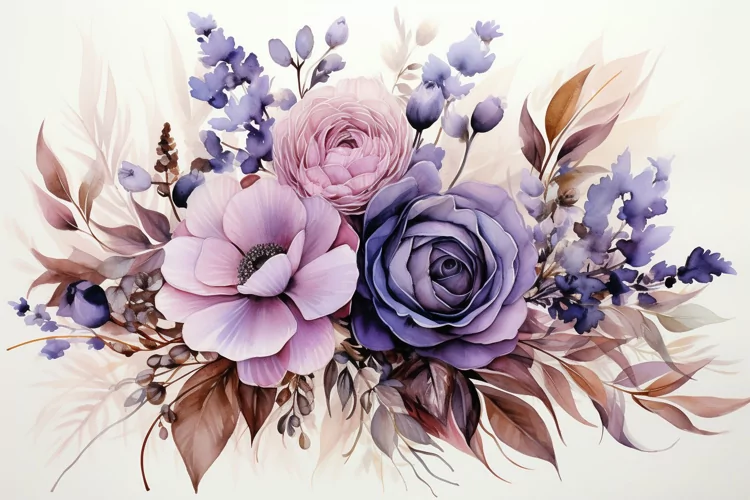 Watercolor Flowers Bouquets, illustration Background