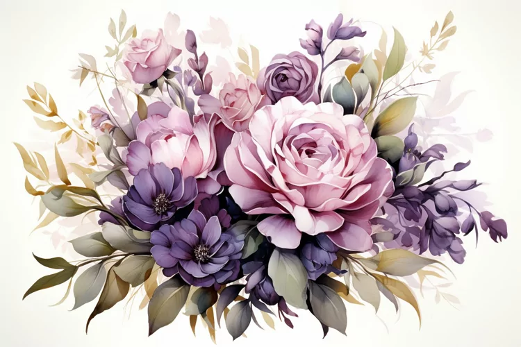 Watercolor Flowers Bouquets, illustration Background