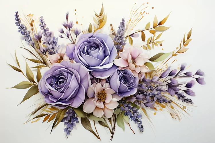 Watercolor Flowers Bouquets, illustration Background