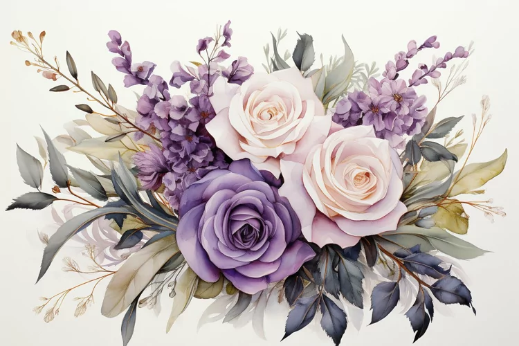 Watercolor Flowers Bouquets, illustration Background