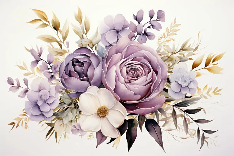 Watercolor Flowers Bouquets, illustration Background