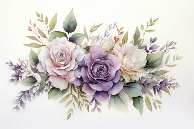 Watercolor Flowers Bouquets, illustration Background