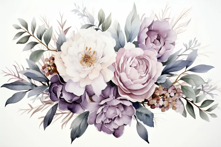 Watercolor Flowers Bouquets, illustration Background