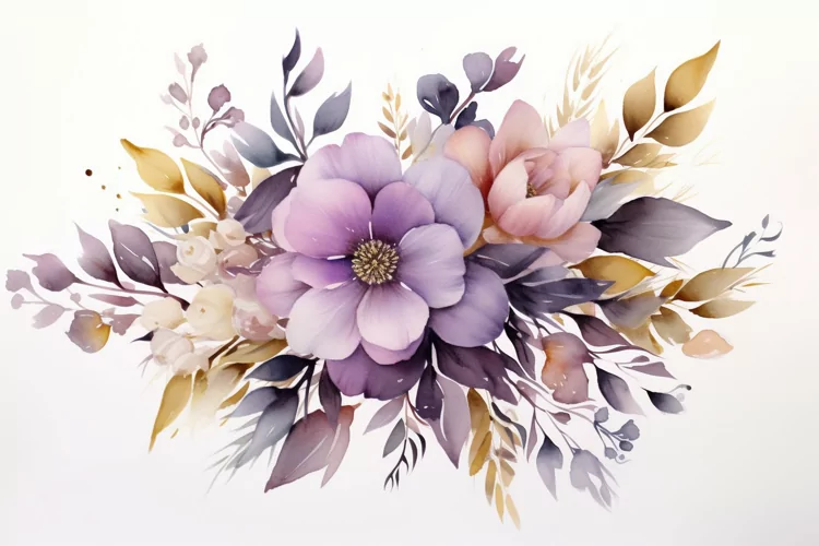 Watercolor Flowers Bouquets, illustration Background
