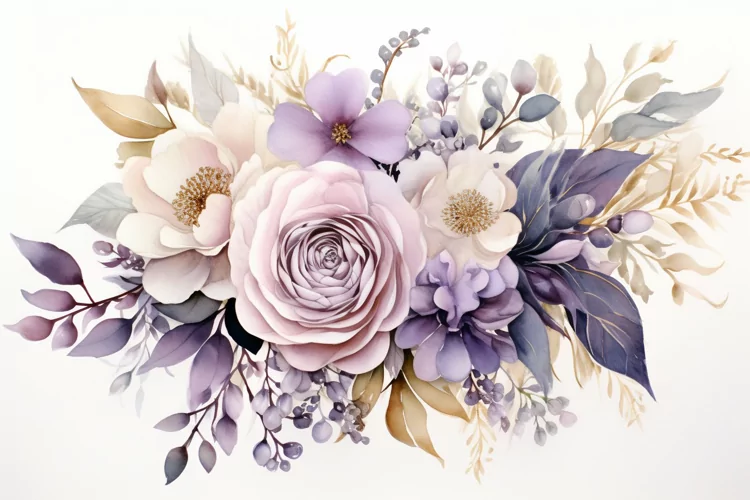 Watercolor Flowers Bouquets, illustration Background