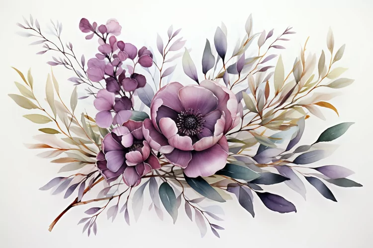 Watercolor Flowers Bouquets, illustration Background