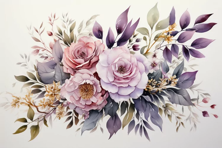 Watercolor Flowers Bouquets, illustration Background