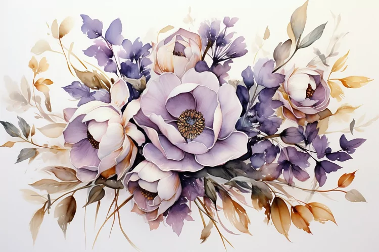 Watercolor Flowers Bouquets, illustration Background