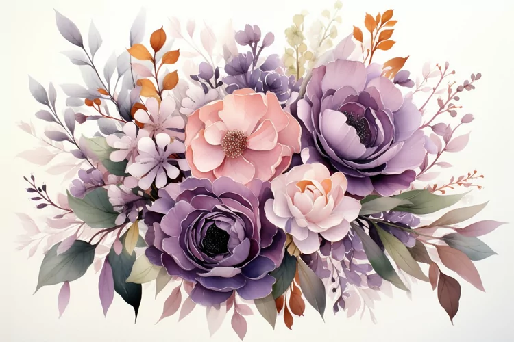 Watercolor Flowers Bouquets, illustration Background