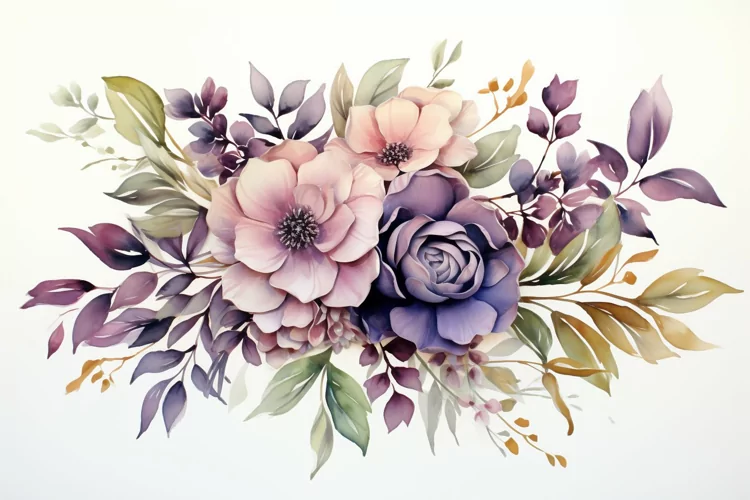 Watercolor Flowers Bouquets, illustration Background