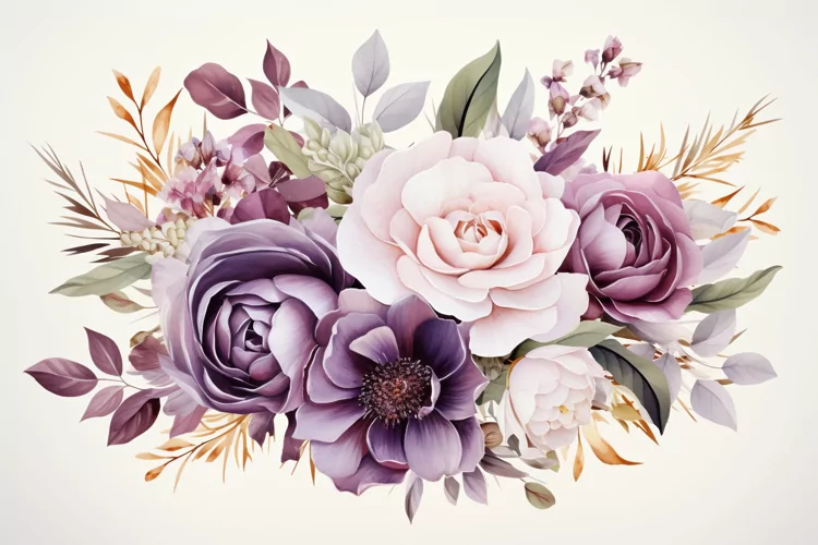 Watercolor Flowers Bouquets, illustration Background