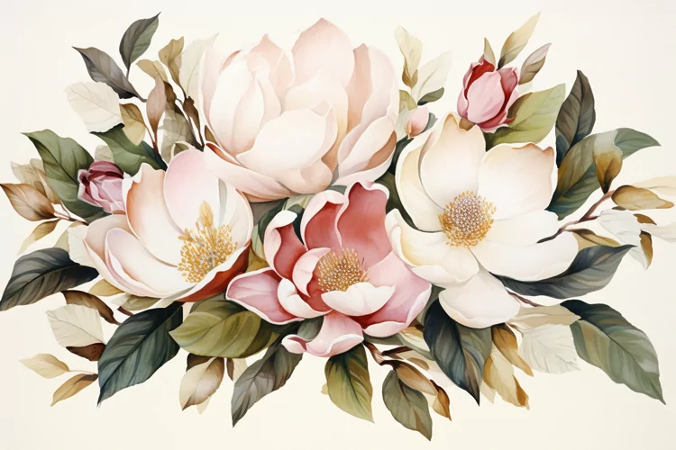 Watercolor Flowers Bouquets, illustration Background