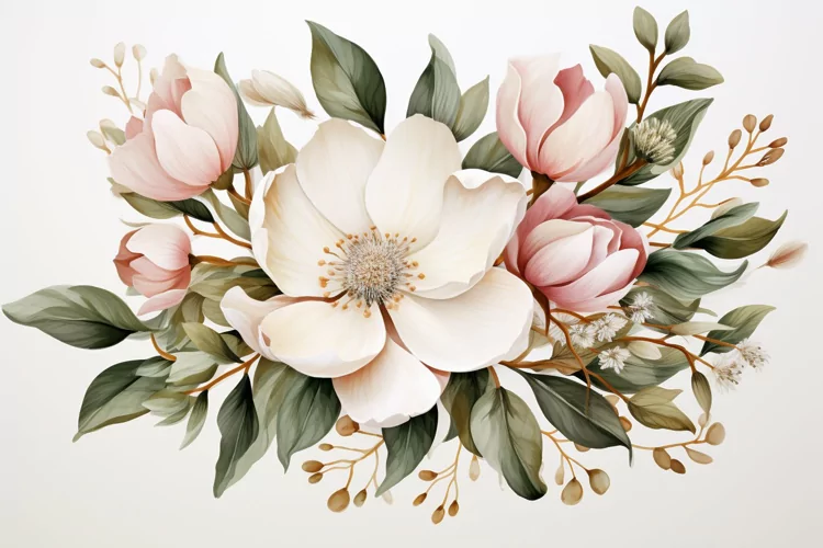 Watercolor Flowers Bouquets, illustration Background